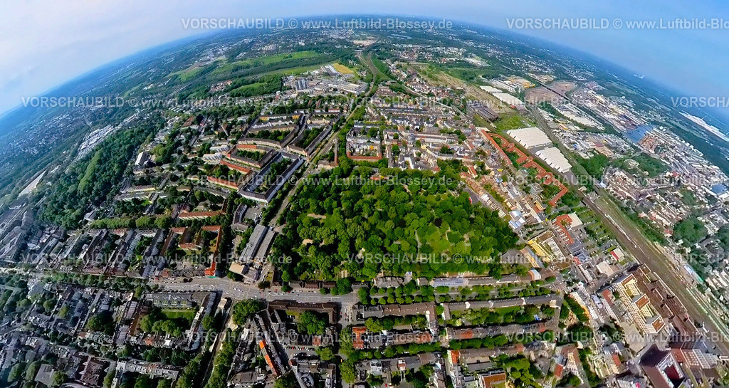 Dortmund240590432Westpark | Luftbild, Westpark grüne Lunge, Wohngebiet Dorstfeld mit Sonnenstraße, oben Union Gewerbegebiet, Erdkugel, Fisheye Aufnahme, Fischaugen Aufnahme, 360 Grad Aufnahme, tiny world, little planet, fisheye Bild, Dorstfelder Brücke, Dortmund, Ruhrgebiet, Nordrhein-Westfalen, Deutschland