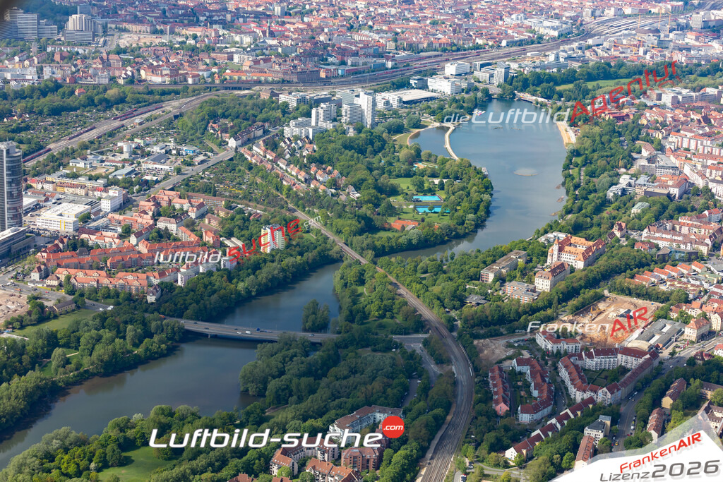 aktuelles Luftbild von Woehrdersee Nuernberg  - Luftaufnahme wurde 2019 von https://frankenair.de mittels Flugzeug (keine Drohne) erstellt.