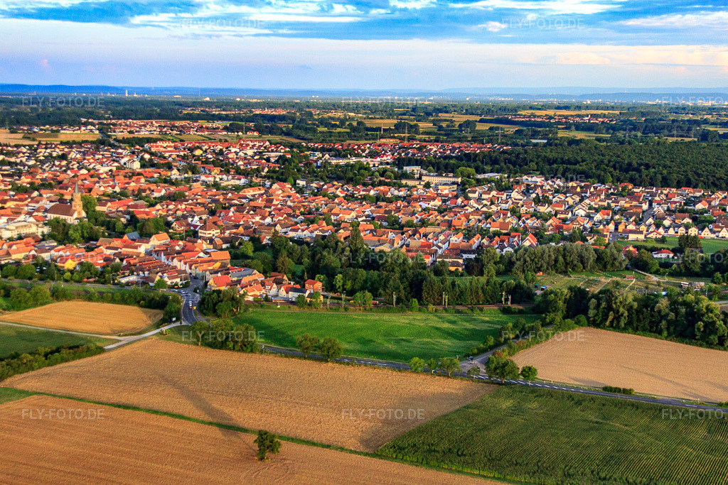 Luftbild: Stadtansicht asu NW in Rülzheim im Bundesland Rheinland-Pfalz in Deutschland. Foto: IMG_51443.jpg vom 04.08.2012 durch Werner Riehm/FLY-FOTO.de