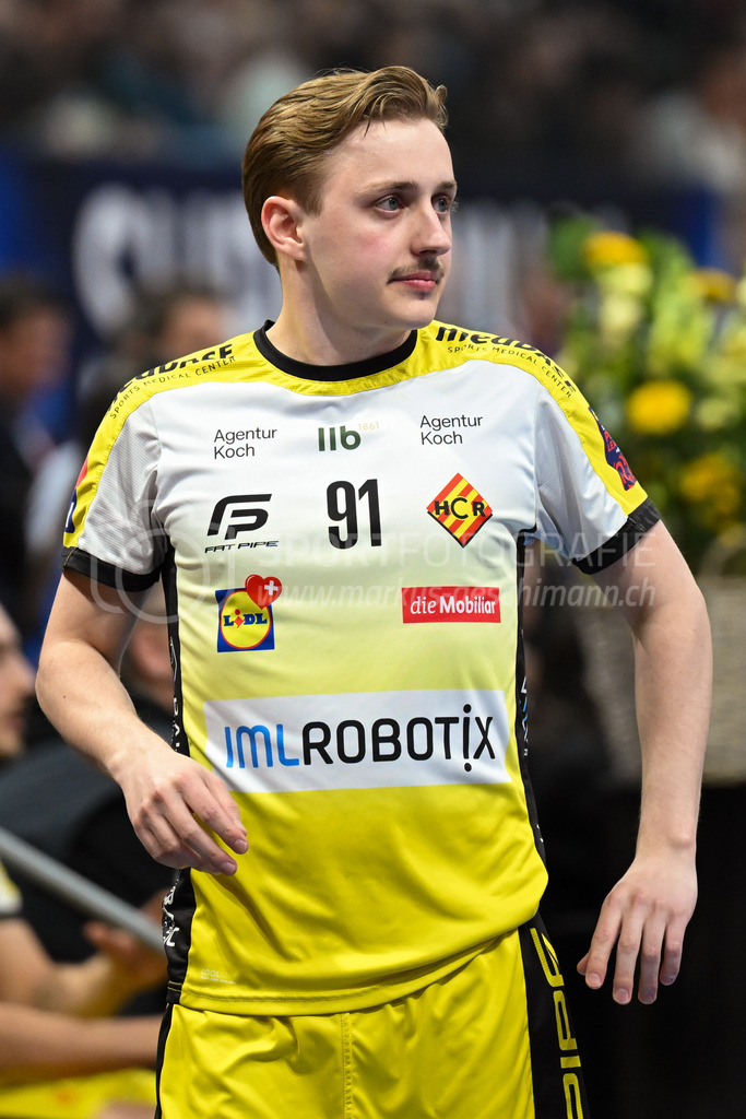 Zug United - HC Rychenberg - 25. April 2026 | Timo Graf (#91 HC Rychenberg Winterthur) am L-UPL Superfinal-Spiel zwischen Zug United und HC Rychenberg am 25. April 2026 in der BCF Arena, Fribourg, Schweiz.Bild: Sportfotografie Markus Aeschimann | www.markus-aeschimann.ch - Realisiert mit Pictrs.com