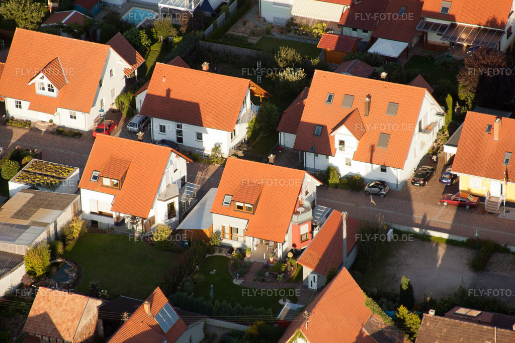 Luftbild: Im Storchennest in Erlenbach bei Kandel im Bundesland Rheinland-Pfalz in Deutschland. Foto: IMG_32690.jpg vom 01.09.2010 durch Werner Riehm/FLY-FOTO.de