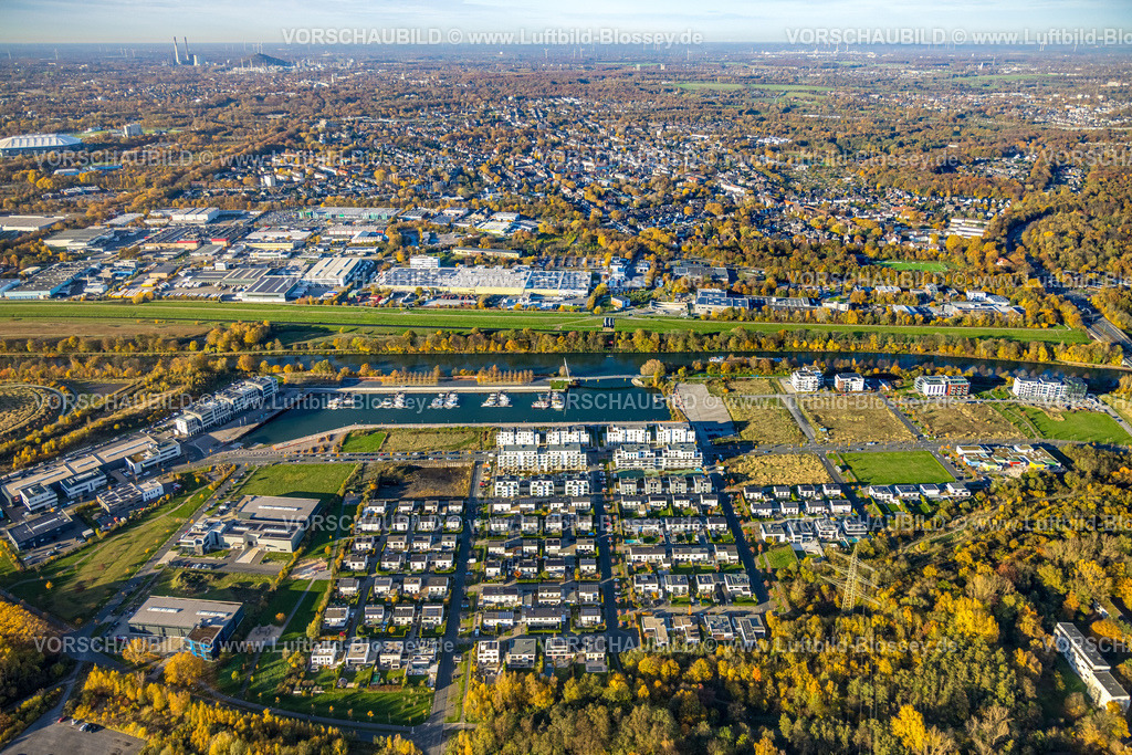Gelsenkirchen251103217 | Luftbild, neues Stadtquartier Graf Bismarck Wohnanlage und Stölting Marina Yachthafen am Rhein-Herne-Kanal, Bismarck, Gelsenkirchen, Ruhrgebiet, Nordrhein-Westfalen, Deutschland
