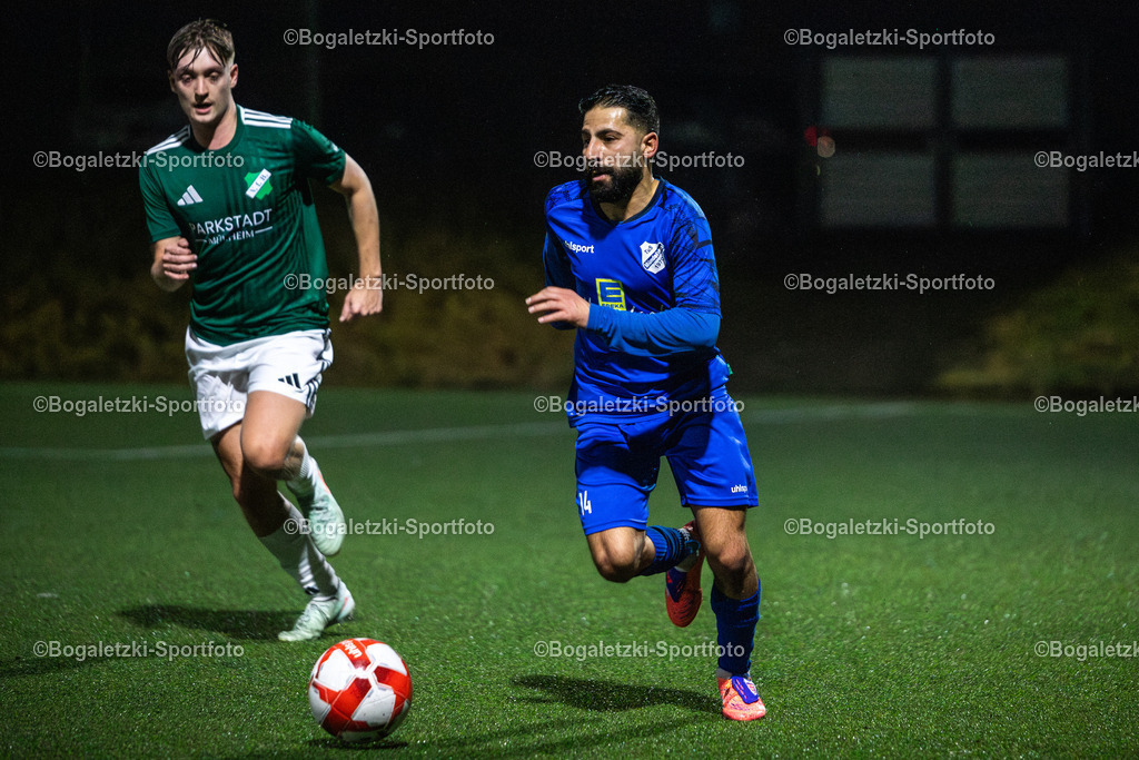 Kreispokal DU/MH/DIN, Achtelfinale, TuS Mündelheim - VfB Speldorf, Duisburg, Germany | 16.01.2026, Fussball, Kreispokal DU/MH/DIN, TuS Mündelheim - VfB Speldorf: Hussein Hamdan (TuS Mündelheim #14) am Ball - Realisiert mit Pictrs.com