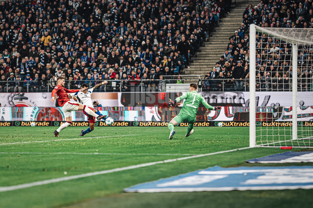 Fußball | Männer | Saison 2024/2025 | 2. Fußball-Bundesliga | 23. Spieltag | Hamburger SV vs. 1. FC Kaiserslautern | 21.02.2025 | Das erste Tor des Spiels von Davie Selke (#27, HSV)