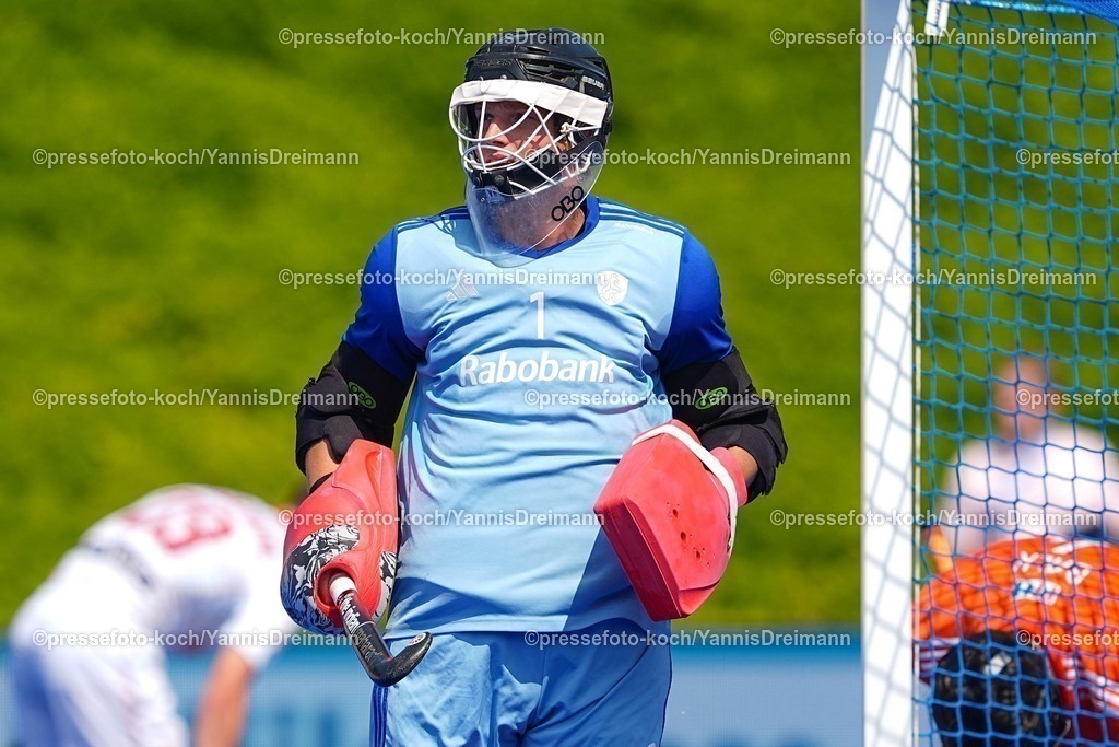 xydrx09082502040 | 09.08.2025, xydrx, Herren EuroHockey Championship 2025, Gruppenphase, Gruppe a, Niederlande - Spanien, Sparkassenpark Mönchengladbach: Maurits Visser (NED #1)