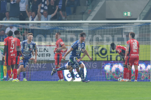 TSV Egger Glas Hartberg vs SK Rapid Wien – Championship Group    | Hartberg, Austria, 19.Apr.26 - SOCCER - ADMIRAL Bundesliga, TSV Egger Glas Hartberg vs SK Rapid Wien. The image shows rejoicing of Luca Pazourek (Hartberg). 