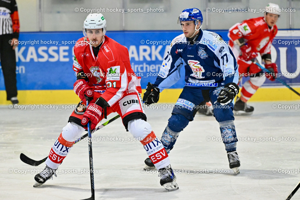 ESC Steindorf vs. ESV Ferlach | #91 Alagic Adis ESV Ferlach, #77 Wuntschek Manuel ESC Steindorf, ESC Steindorf vs. ESV Ferlach, ESC Steindorf vs. ESV Ferlach am 19.10.2024 in Steindorf (Ossiachersee Halle), Austria, (Photo by Bernd Stefan)