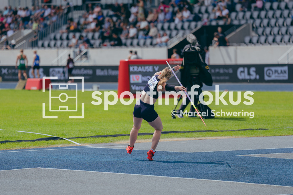 Deutsche Meisterschaften der Frauen und Männer 2026 | Victoria Krause, Düsseldorf Athletics, Speerwurf, Deutsche Meisterschaften der Frauen und Männer 2026, Lohrheidestadion Bochum-Wattenscheid, 26.07.2026. Foto: Marcel Schwering / sportimfokus - Realisiert mit Pictrs.com