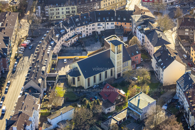 Witten240102860 | Luftbild, Kreuzkirche Lutherische Kirche, Lutherstraße, Witten, Ruhrgebiet, Nordrhein-Westfalen, Deutschland
