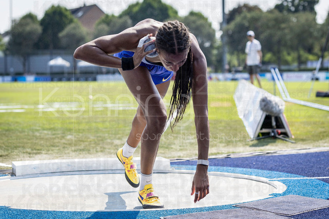 Multisport Event; Ratingen, 27.06.2026 | RATINGEN, GERMANY - JUNE 27, 2026 : Nafissatou Thiam (BEL / Belgium) competing in the shot put during the Multisport Event at Stadion Ratingen on June 27, 2026 in Ratingen, Germany.