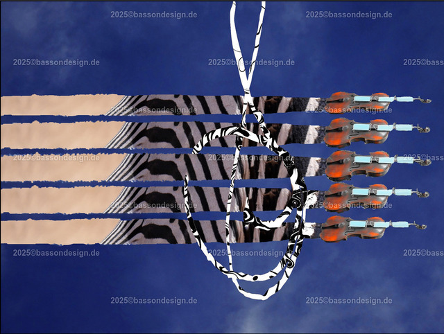 300dpi_notelines-cebraeye | Ironische, lustige Fotomontagen, Fotodesign Musik, Musikinstrumente ohne KI. Klavier. Geigen. Violinen. Bratschen. Trompeten. Tubas. Cello. Celli. Kontrabass. Kaufen Sie die Bilder in einer geschützten Galerie bequem online. - Realisiert mit Pictrs.com