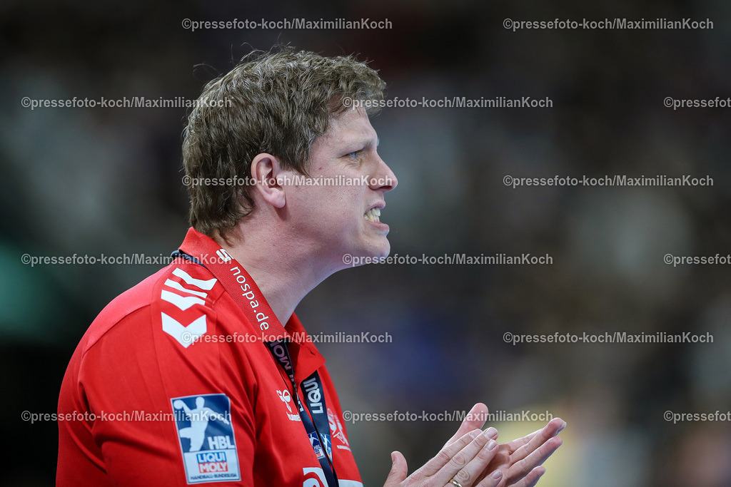 Due1HBL02062401032 | 02.06.2024, Handball, Düsseldorf, PSD-Bank Dome, Liqui Moly Handball Bundesliga, Spieltag 34, Saison 2023 2024, Bergischer HC - SG Flensburg-Handewitt: Headcoach Trainer Nicolej Krickau (SG Flensburg-Handewitt) gestikulierend