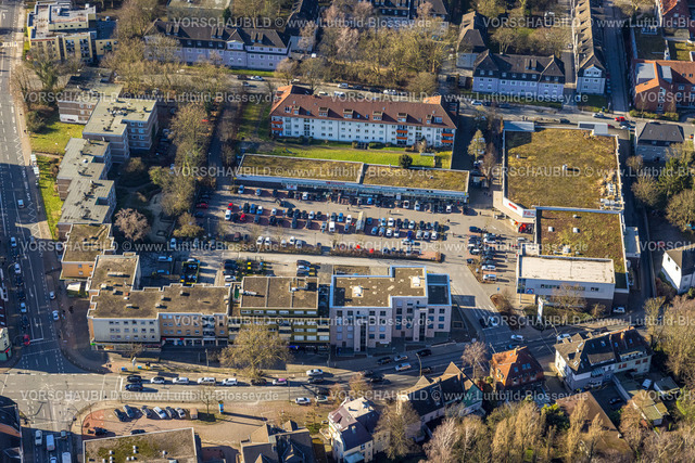 Dortmund240102137 | Luftbild, Wohngbiet Ortskern mit Einkaufszentrum Rewe Supermarkt, Frohlinder Straße Ecke Kirchlinder Straße, Verkehrssituation, Kirchlinde, Dortmund, Ruhrgebiet, Nordrhein-Westfalen, Deutschland