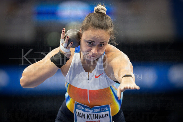 ISTAF Indoor; Duesseldorf, 24.01.2026 | DUESSELDORF, GERMANY - JANUARY 24:  Jorinde van Klinken (NED) during the shot put competition of the ISTAF Indoor Dusseldorf at PSD Bank Dome on January 24, 2026 in Duesseldorf, Germany. 