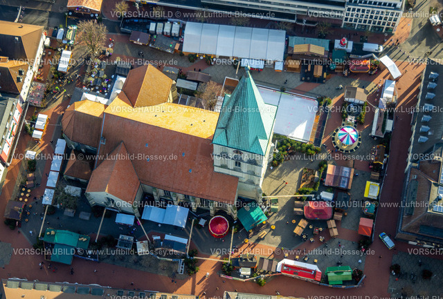 Hamm231200173 | Luftbild, evangelische Pauluskirche und Weihnachtsmarkt auf dem Marktplatz und Kirchplatz im Stadtzentrum, Mitte, Hamm, Ruhrgebiet, Nordrhein-Westfalen, Deutschland