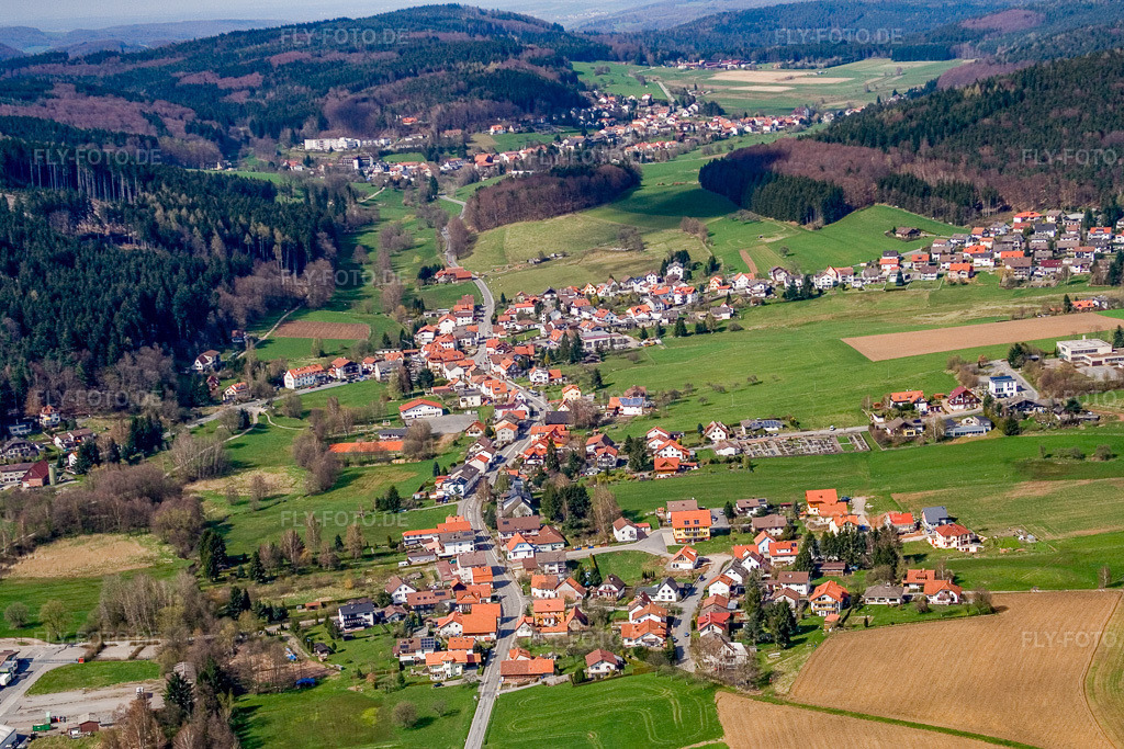 Luftbild: Ortsansicht von Süden im Ortsteil Wahlen in Grasellenbach im Bundesland Hessen in Deutschland. – Foto: IMG_10411.jpg vom 20.04.2008 durch Werner Riehm/FLY-FOTO.de – Auflösung des Originals: 3417 x 2278 px