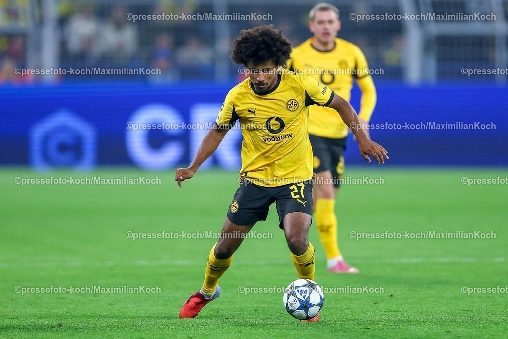 UCL01102501196 | 01.10.2025, Fußball, UEFA Champions League, Borussia Dortmund - Athletic Club Bilbao, BVB Stadion, 2. Spieltag, Saison 2025 2026: Karim Adeyemi (BVB #27)  Regulations prohibit any use of photographs as image sequences and or quasi-video.