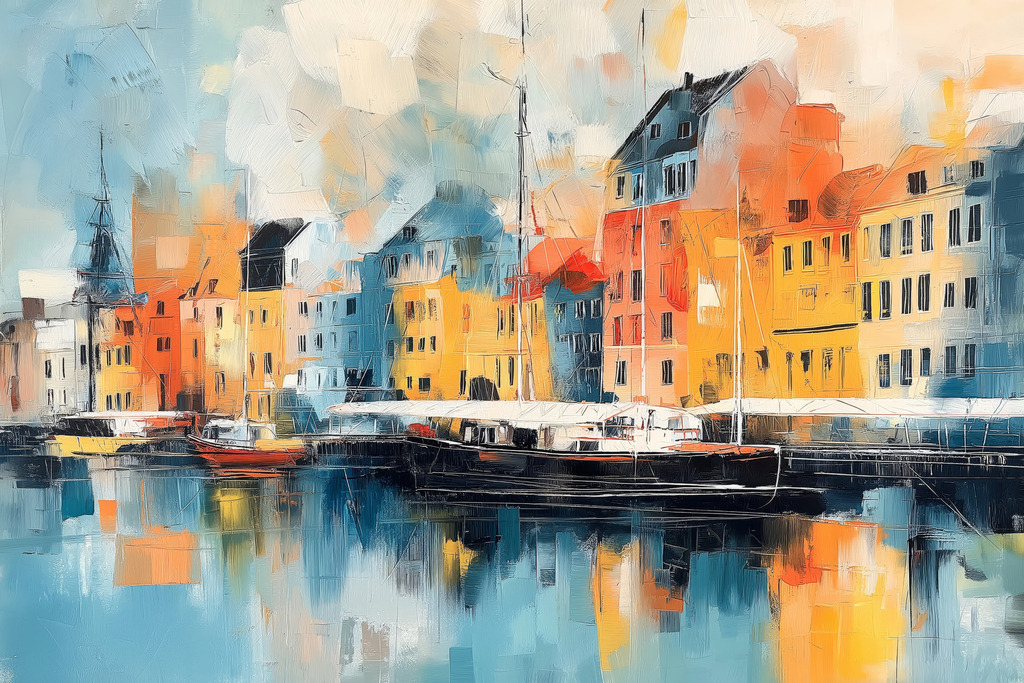 2508016 - Nyhavn Gemälde | Nyhavn in Kopenhagen als abstraktes Gemälde. Bestelle dieses Motiv als hochwertigen Kunstdruck, z.B. auf Leinwand oder hinter Acrylglas in vielen Formaten.