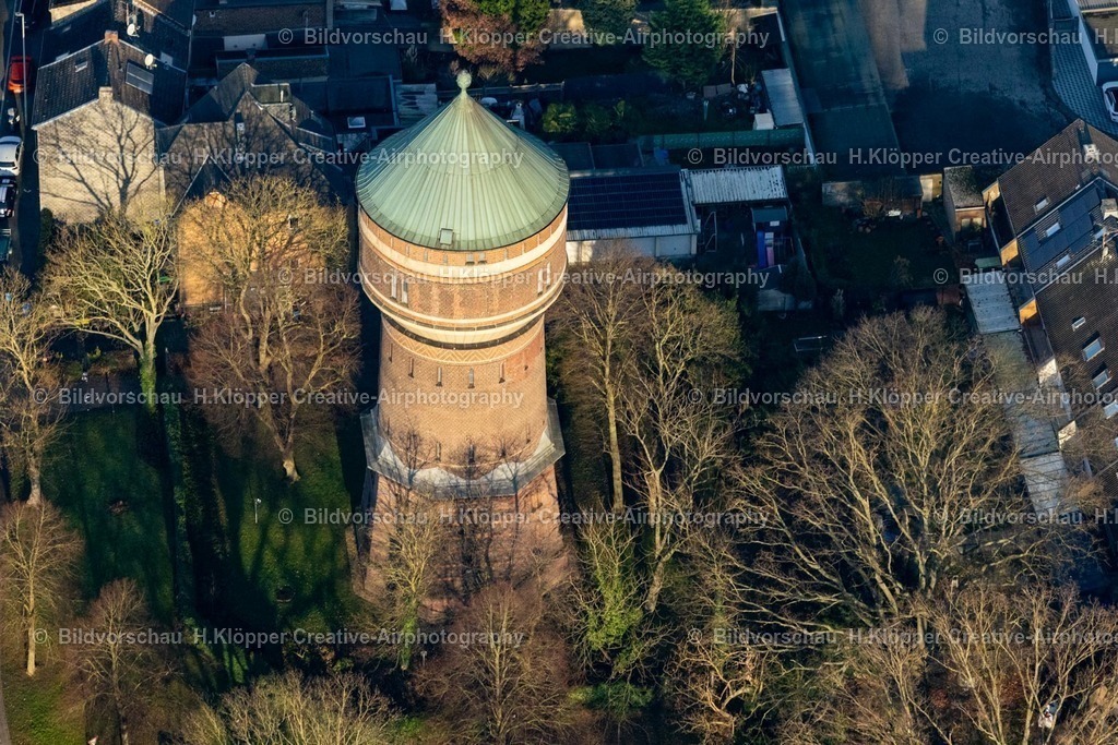 Luftbilder Mönchengladbach-7742 | Luftbildfotografie Bauwerk des Industriedenkmales Wasserturm " Wasserturm in Geistenbeck " an der Gotzweg, Wickrather Straße in Mönchengladbach im Bundesland Nordrhein-Westfalen, Deutschland - Realisiert mit Pictrs.com