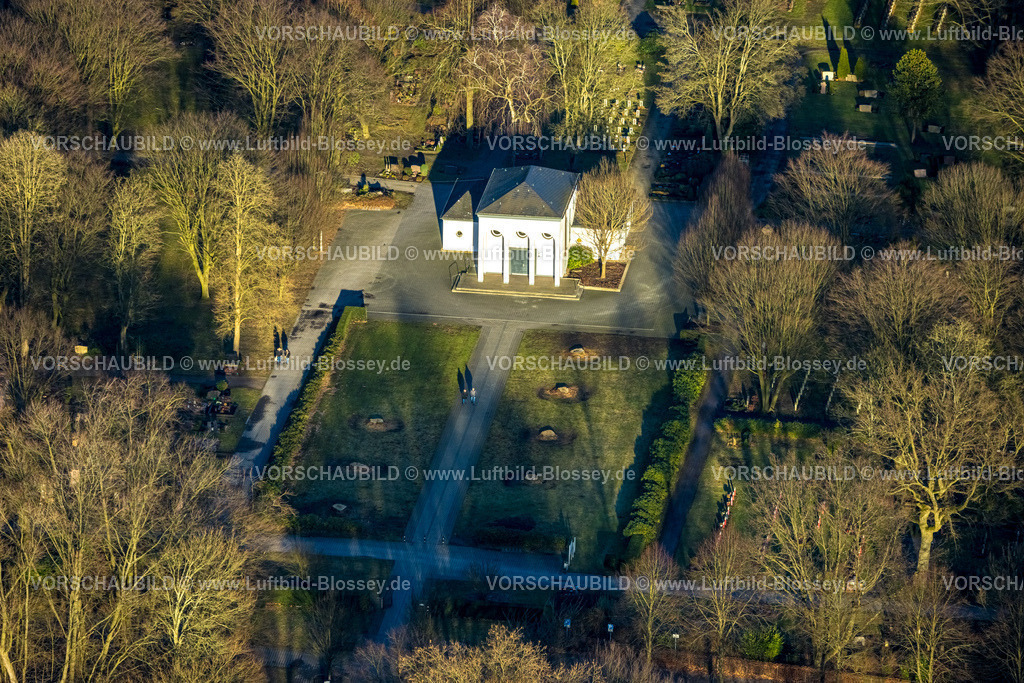 Gladbeck240108310 | Luftbild, Trauerhalle am Friedhof Brauck, Brauck, Gladbeck, Ruhrgebiet, Nordrhein-Westfalen, Deutschland