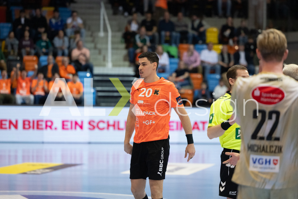Handball I Herren I Saison 2025-2026 I EHF EUROPEAN LEAGUE 2025/26 | Men I Main Round I 2. Spieltag I Kadetten Schaffhausen - TSV Hannover-Burgdorf I 24.02.2026 | 20 Luka Maros (CH) (Kadetten Schaffhausen) – Rückraum links - Realisiert mit Pictrs.com
