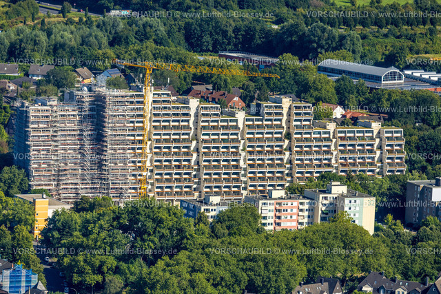 Dortmund240803851 | Luftbild, Hannibal II Wohnblock, Baugerüst für Renovierung und Sanierung, Vogelpothsweg, Dorstfeld, Dortmund, Ruhrgebiet, Nordrhein-Westfalen, Deutschland