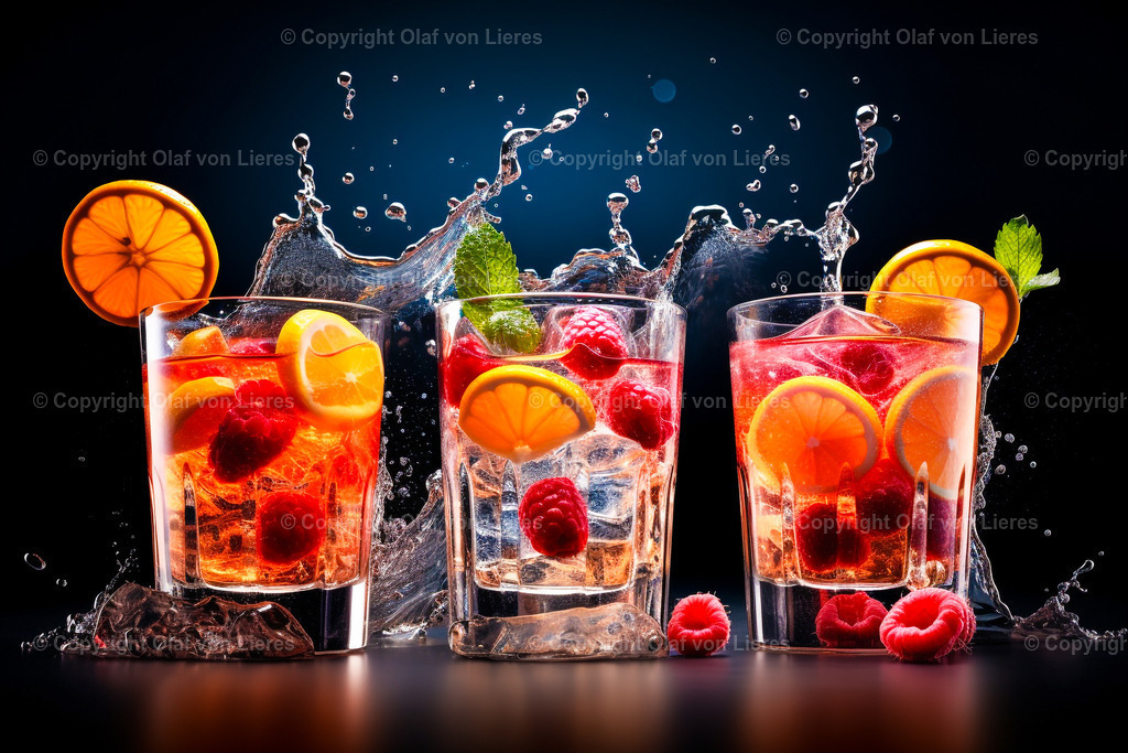 Erfrischungsgetränke | Wasser mit vielen bunten Früchten