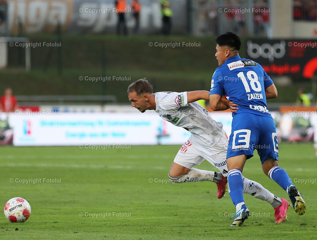 A_LUI_25082024_22 | SPORT FUSSBALL ADMIRAL BUNDESLIGA 25.08.2024 IM BILD: ANGELO GATTERMAYER (WAC) UND ATSUSHI ZAIZEN (GAK) FOTO:FOTOLUI