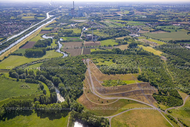 Hamm220504948 | Luftbild, Fluss Alte Lippe Mäander, Halde Radbod und Haldenzeichen, Bockum-Hövel, Hamm, Ruhrgebiet, Nordrhein-Westfalen, Deutschland