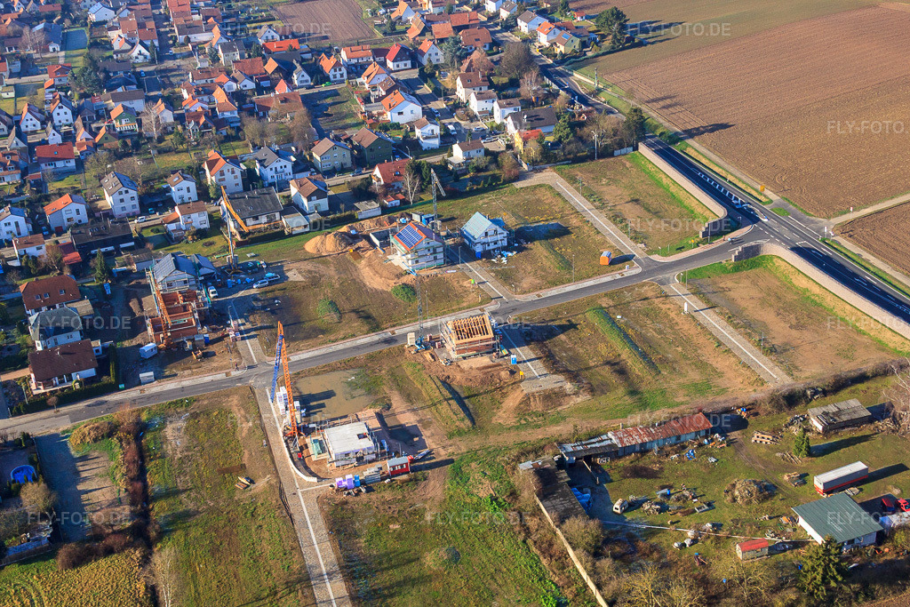 Luftbild: Neubaugebiet Im Holderbusch von Osten in Minfeld im Bundesland Rheinland-Pfalz in Deutschland. Foto: IMG_48221.jpg vom 11.12.2011 durch Werner Riehm/FLY-FOTO.de