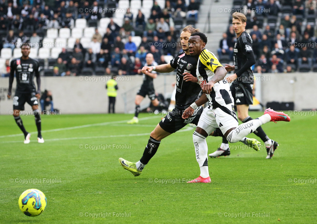 A_LUI_02042025_04 | SPORT FUSSBALL OEFB-CUP HALBFINALE LASK -WAC 02.04.2025 IM BILD:ANGELO GATTERMAYER  (WAC) UND GEORGE BELLO (LASK) FOTO:FOTOLUI/MW