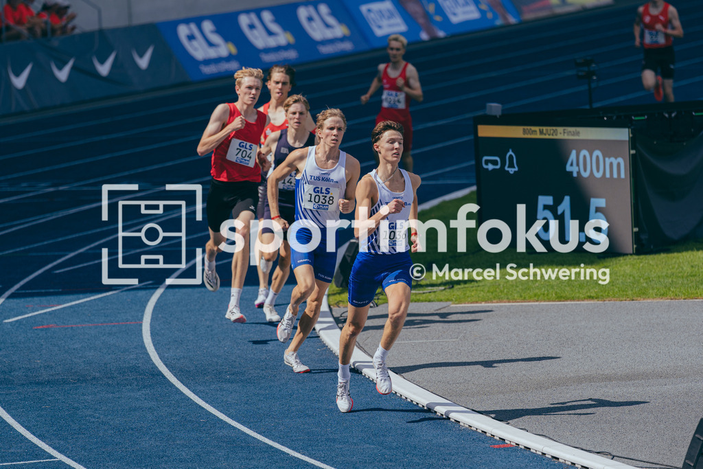 Deutsche Meisterschaften U20 / U16 2026 | Lasse Block, TuS Köln rrh., 1036, 800-Meter-Lauf, Finale, Deutsche Meisterschaften der U20 &amp; U16 2026, Lohrheidestadion Bochum-Wattenscheid, 12.07.2026. Foto: Marcel Schwering / sportimfokus - Realisiert mit Pictrs.com