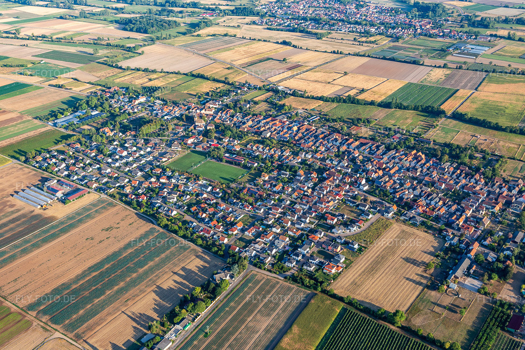 Luftbild:  in Gommersheim im Bundesland Rheinland-Pfalz in Deutschland. Foto: IMG_133892.jpg vom 21.08.2022 durch Werner Riehm/FLY-FOTO.deGommersheim - Leben im Dorf