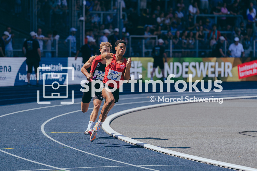 Deutsche Meisterschaften der Frauen und Männer 2026 | Oskar Krauss, Eintracht Frankfurt e.V., U20 4x400-Meter-Staffel, Deutsche Meisterschaften der Frauen und Männer 2026, Lohrheidestadion Bochum-Wattenscheid, 25.07.2026. Foto: Marcel Schwering / sportimfokus - Realisiert mit Pictrs.com