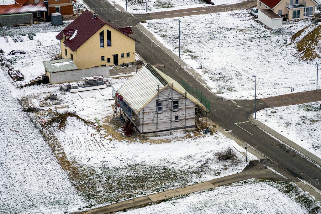 Luftbild: Neubaugebiet NO im Winter bei Schnee im Ortsteil Schaidt in Wörth im Bundesland Rheinland-Pfalz in Deutschland. Foto: IMG_5215.jpg vom 26.01.2007 durch Werner Riehm/FLY-FOTO.de