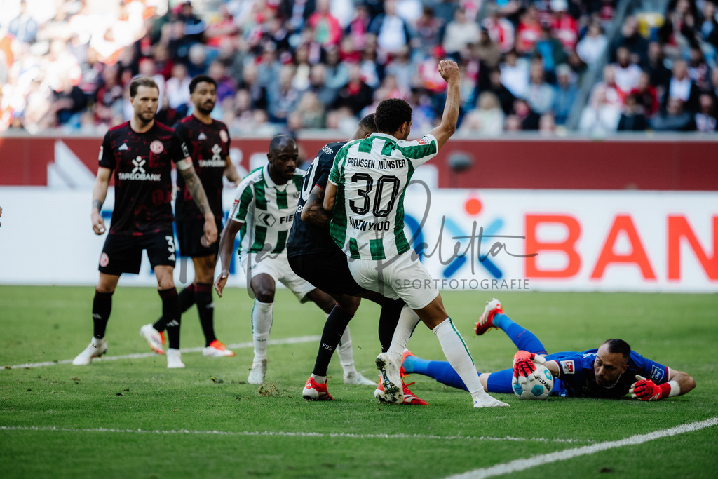 2. Bundesliga, Saison 2024/25, 28. Spieltag: Fortuna Düsseldorf - SC Preußen Münster | Düsseldorf, 05.04.2025: 2. Bundesliga, 28. Spieltag, Fortuna Düsseldorf gegen SC Preußen Münster in der Merkur Spiel-Arena in Düsseldorf. Foto: sportfotografie.ms | Markus Paletta - Realisiert mit Pictrs.com