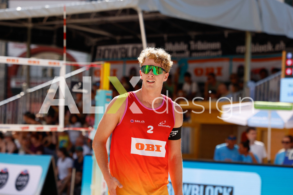 Obi BeachTour 2026 - Basel | BASEL, SWITZERLAND - JULY 17: MATHIS KÄLIN (SUI) during the Obi BeachTour 2026 match between BREER / KÄLIN (SUI) and NAPIER / PETERSEN (DEN) at Barfüsserplatz on July 17, 2026 in Basel, Switzerland. - Realisiert mit Pictrs.com
