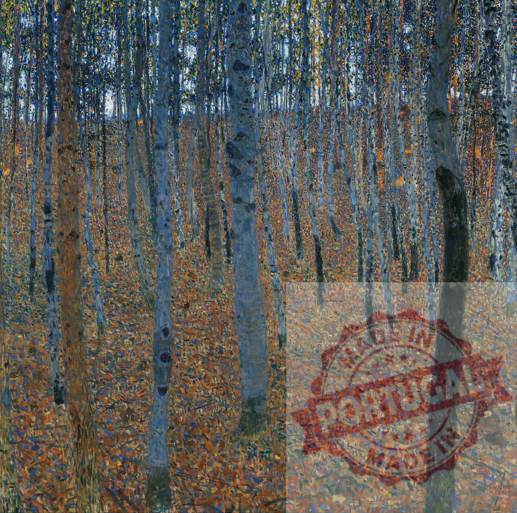 Gustav klimt Gustav Klimt painting birch forest during autumn | Gustav Klimt painting depicting a dense birch forest floor covered with autumn leaves - Realisiert mit Pictrs.com