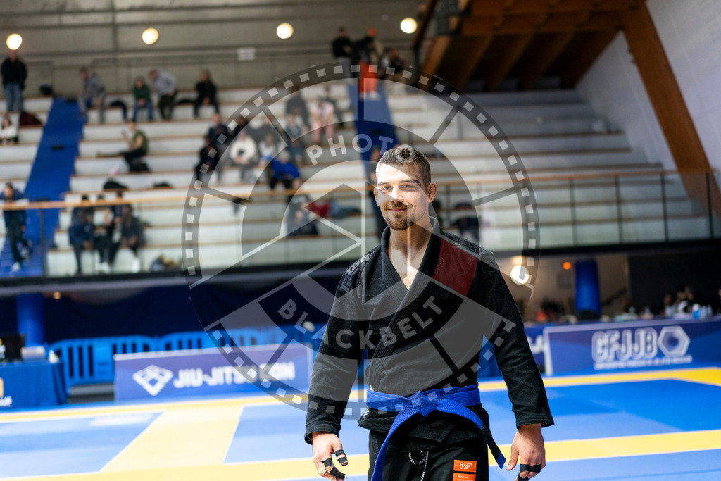 20240121PBB7665 | Fighters compete during the second day of the IBJJF European Championship in Paris, France, on January 21, 2024.