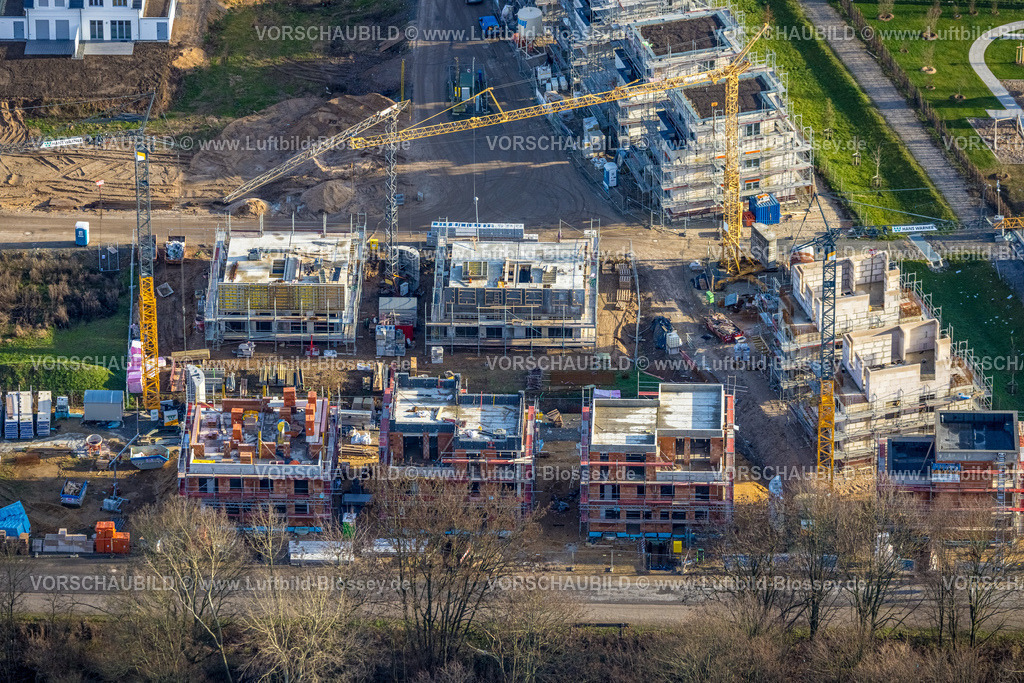 Duisburg230100105Angerbogen | Luftbild, Baugebiet Am Angerbogen, Neubaugebiet, Einfamilienhaus, Reihenhäuser, Neubauten,  Huckingen, Duisburg, Ruhrgebiet, Nordrhein-Westfalen, Deutschland
