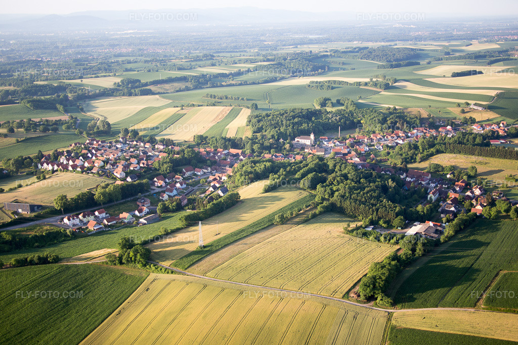 Aerial view: View of the town in Neewiller-près-Lauterbourg in the state Bas-Rhin, France.Photo: IMG_082903.jpg taken on 06/26/2015 by Werner Riehm/FLY-FOTO.comResolution of the original: 5472 x 3648 px