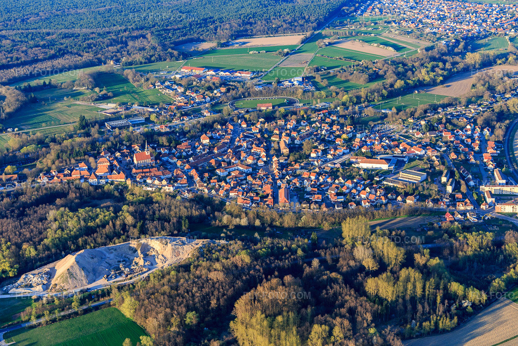 Aerial view: View of the town from the south in the district Neulauterburg in Lauterbourg in the state Bas-Rhin, France.Photo: IMG_097870.jpg taken on 03/27/2017 by Werner Riehm/FLY-FOTO.comResolution of the original: 5472 x 3648 px