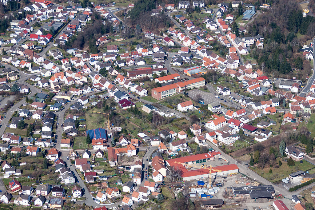 Luftbild: Ortsansicht der Straßen und Häuser der Wohngebiete in Lemberg im Bundesland Rheinland-Pfalz in Deutschland. Foto: IMG_38424.jpg vom 20.03.2011 durch Werner Riehm/FLY-FOTO.de
