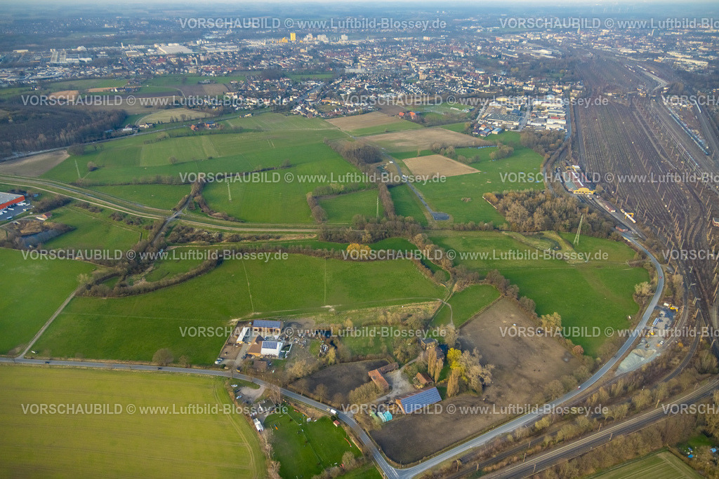 Hamm240305975 | Luftbild, Wiesen und Felder am Wiescher Bach, Stadtbezirk Pelkum, Hamm, Ruhrgebiet, Nordrhein-Westfalen, Deutschland