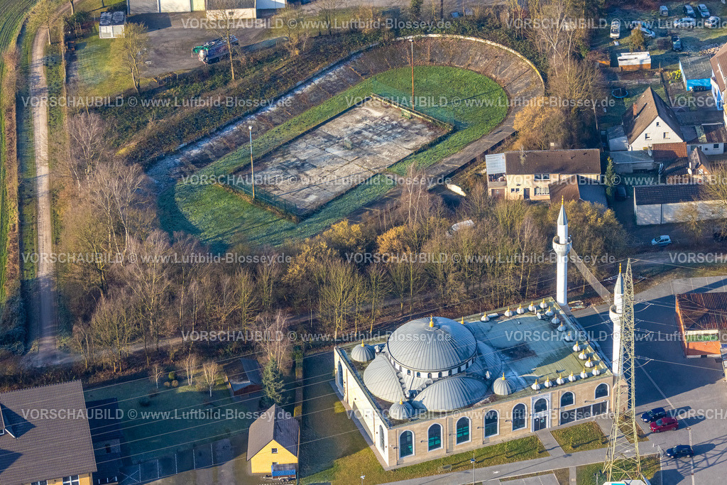Hamm250201144Herringen | Luftbild, ehemaliges Barbara-Stadion SK Germania Herringen und DitiB Ulu Camii Moschee, Stadtbezirk Herringen, Hamm, Ruhrgebiet, Nordrhein-Westfalen, Deutschland