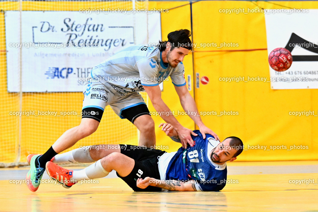 SC Ferlach vs. HSG Xentis Lipizzanerheimat | #7 Horvat Ivan HSG Xentis Lipizzanerheimat, #81 MILICEVIC Adrian SC Ferlach, SC Ferlach vs. HSG Xentis Lipizzanerheimat, SC Ferlach vs. HSG Xentis Lipizzanerheimat am 18.04.2026 in Ferlach (Ballspielhalle Ferlach), Austria, (Photo by Bernd Stefan)