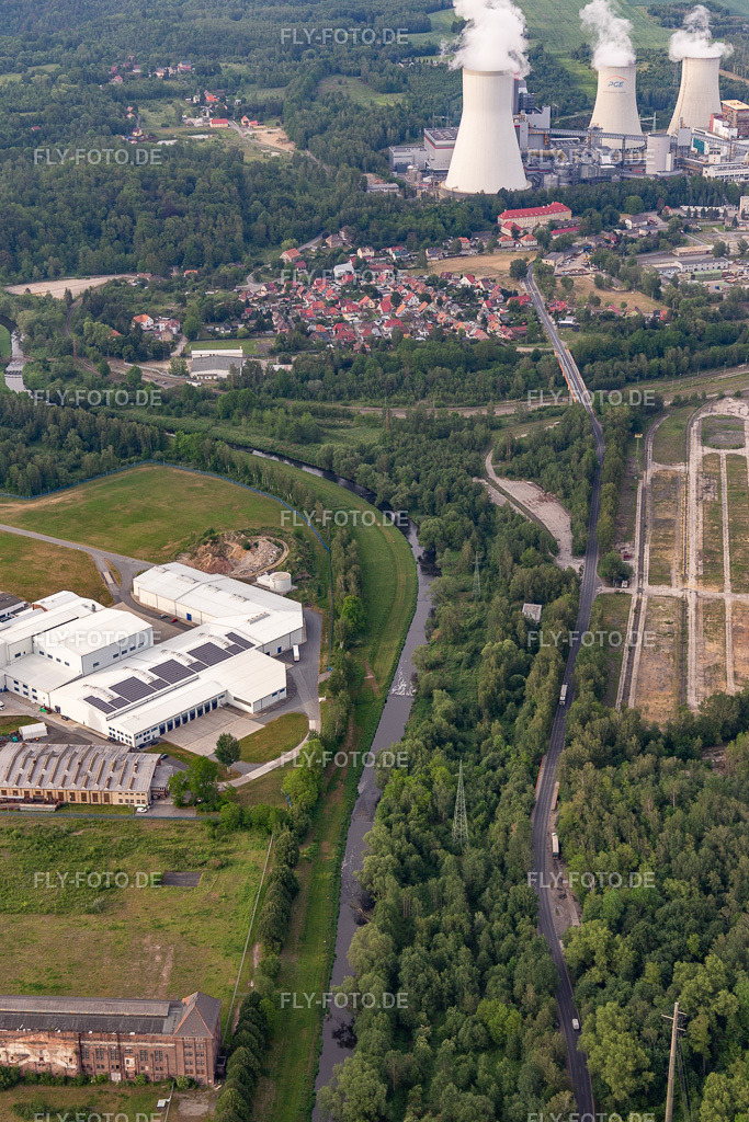 Lausitzer Neiße zwischen Deutschland und Polen am Braunkohltagebau | Luftbild: Lausitzer Neiße zwischen Deutschland und Polen am Braunkohltagebau im Ortsteil Hirschfelde in Zittau im Bundesland Sachsen in Deutschland. Foto: IMG_141711.jpg vom 23.05.2024 durch ©2025 Werner Riehm fly-foto.de/copyright - Realisiert mit Pictrs.com