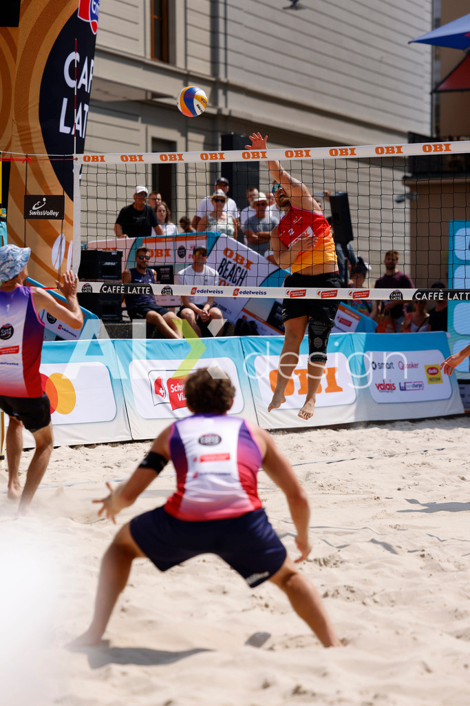 Obi BeachTour 2026 - Basel | BASEL, SWITZERLAND - JULY 19: [PLAYER NAME] during the Obi BeachTour 2026 match between HAGENBUCH / HAUSSENER (SUI) and LEITNER / KINDL (AUT) at Barfüsserplatz on July 19, 2026 in Basel, Switzerland. - Realisiert mit Pictrs.com