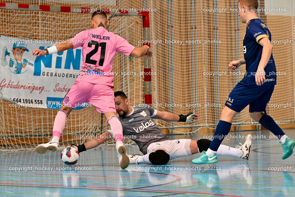 Carinthia Flamengo Futsal Club vs. Futsal Klagenfurt | #21 Robert Dimitrov Carinthia Flamengo, #18 Vladimir Kajkut Futsal Klagenfurt, Carinthia Flamengo Futsal Club vs. Futsal Klagenfurt, Carinthia Flamengo Futsal Club vs. Futsal Klagenfurt am 01.12.2024 in Klagenfurt (Ballspielhalle Viktring), Austria, (Photo by Bernd Stefan)
