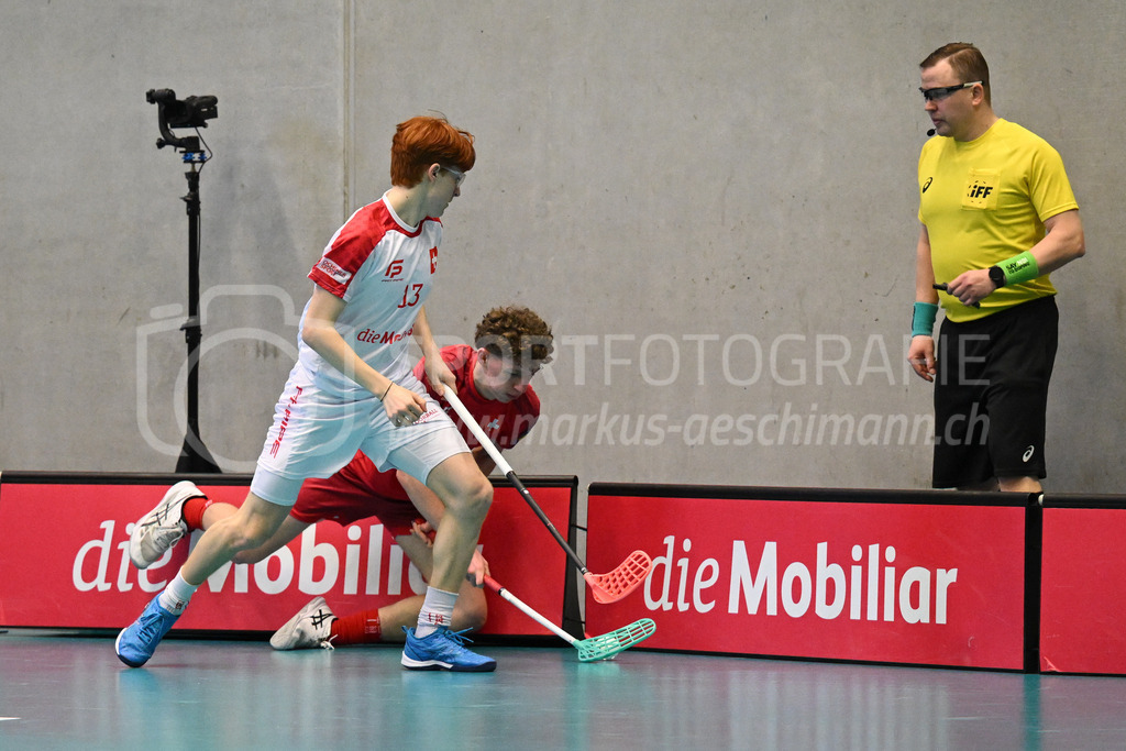 Switzerland B U19 vs Switzerland U19 - 4. February 2024 | Switzerland B U19 vs Switzerland U19
U19 Men International Matches in Switzerland
GoEasy Arena, Siggenthal Station
Switzerland forward #13 Levi Walser pushes his opponent.
Credit: Markus Aeschimann | <a href="https://www.markus-aeschimann.ch">Sportfotografie Markus Aeschimann</a> | <a href="https://www.instagram.com/sportfotografie.aeschimann">@sportfotografie.aeschimann</a> - Realisiert mit Pictrs.com